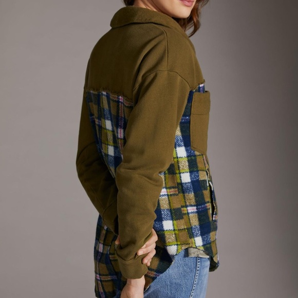 NWOT Anthropologie Pilcro Plaid Contrast Shirt Jacket Z491 - Picture 5 of 8